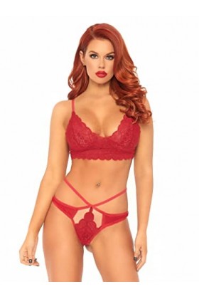 Leg Avenue 81578 Bralette en Dentelle/String Rouge Taille M/L EUR 42-44