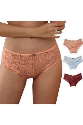 Briskorry Lot de 3 slips en dentelle pour femme - Sexy - String en dentelle - Respirant - Confortable - Culotte - Sous-vêteme
