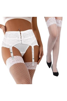 ohyeahlady Porte-Jarretelles Sexy et Bas Grande Taille Bas et Porte Jarretelle Ensemble Guêpière Porte Jarretelle avec 6 Atta