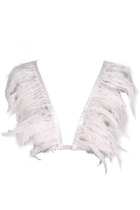 Harnais de corps pour femme - Soutien-gorge à plumes - Épaulettes - Style punk gothique - Ceinture réglable - Pour festival, 