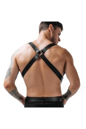 OLIns Homme Sexy Bandage Élastique Cage Poitrine Muscule Tenue de Soirée Gay Bar Pub Clubwear Color:Black,Size:One Size 