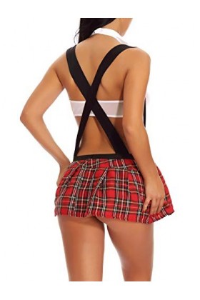 FEOYA Lingerie Sexy Femme Uniforme Ensemble Ecolière Deguisement Cosplay Jeu de Rôle Nuisette Femme Babydoll Lingerie Ouverte