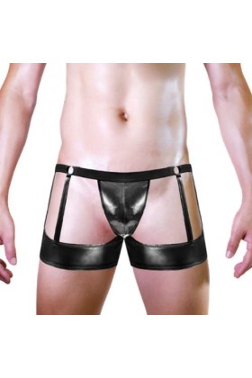 HSQSMWJ Homme Cuir Boxer Latex Ouvert avec Poche Bombée en Simili Sexy Erotique Color:Black,Size:One Size 