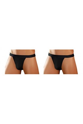 sesto senso Homme String Sexy Thong Coton Lot de 1-4 Pack Tanga Slips S 2 Pack - Noir