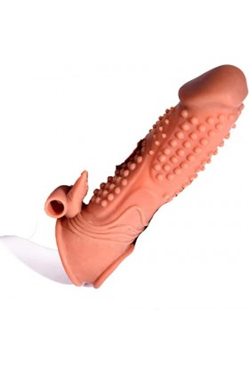 Cock Agrandisseur Gaine extension Sexe homme PréServatif De Vibration à Double Bouche Muscle Line Pour Homme ÉTendez Et éLarg
