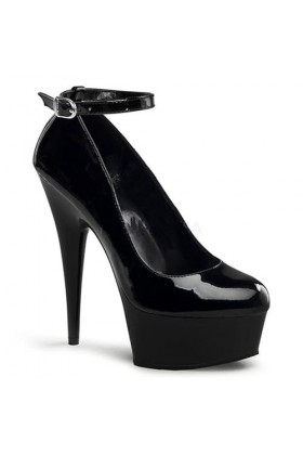 PROMI Talon Aiguille Talons Hauts 15cm Noir Tête Ronde Talon Fin Bouche Peu Profonde Chaussures Travail Femme-Black||46