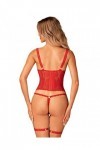 Selente Love & Fun Ensemble coquin à 3 pièces: guêpière, string et Bandeau pour Les Yeux en Satin, rouge armatures, XXL