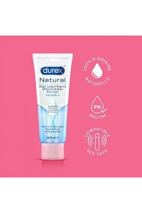 Durex - 3 Gels Lubrifiants 100% dorigine Naturelle - Hydratant à lAcide Hyaluronique - Lot de 3 x 100 ml