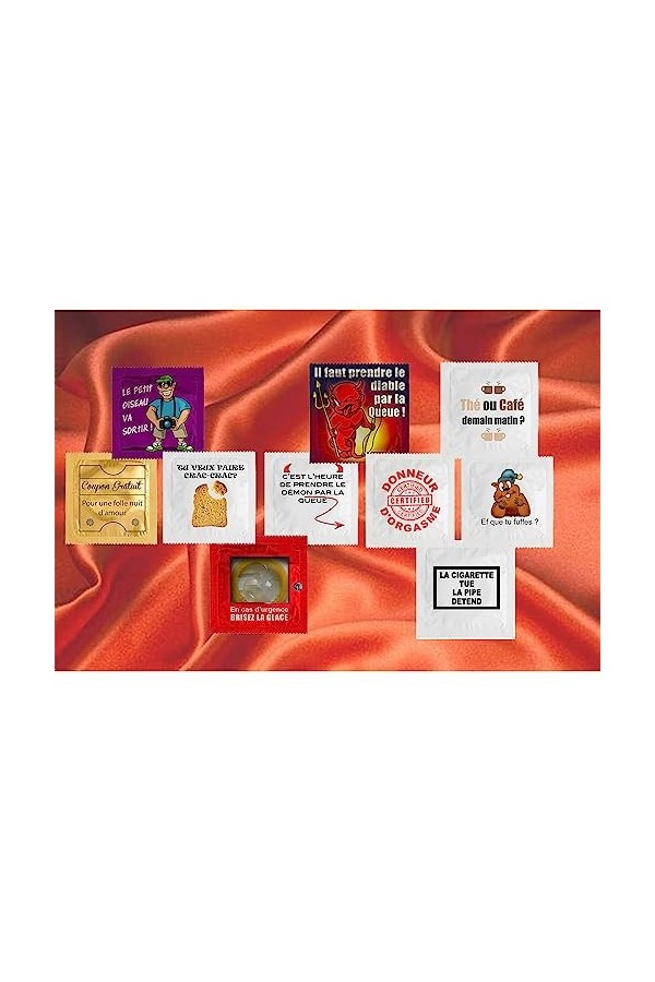 Préservatif Humoristique - Lot de 10 - Idée de Cadeau Drôle - Imprimé en France - En Latex Fin et Résistant LE COIN POP CULT