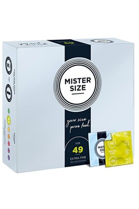 MISTER SIZE Préservatifs Ultra fins Très Fins et Extra Lubrifiés / Préservatifs Hommes Fins à Votre Taille 49 mm, Paquet de