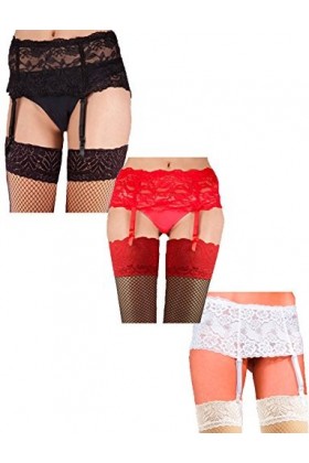 Yummy Bee - Silky Porte-Jarretelles Large en Dentelle - Grande Taiiles Noir, 46 