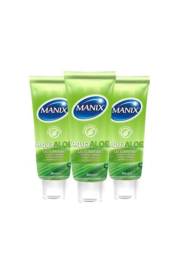 Manix - Lot de 3 Gel Lubrifiant Sexuel Extra Doux à Base deau - AQUA ALOE - 80ml
