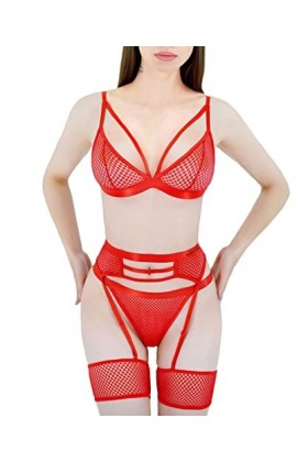 Sodacoda Ensemble de Lingerie Extravagante pour Femme au Design Séduisant Rouge M 