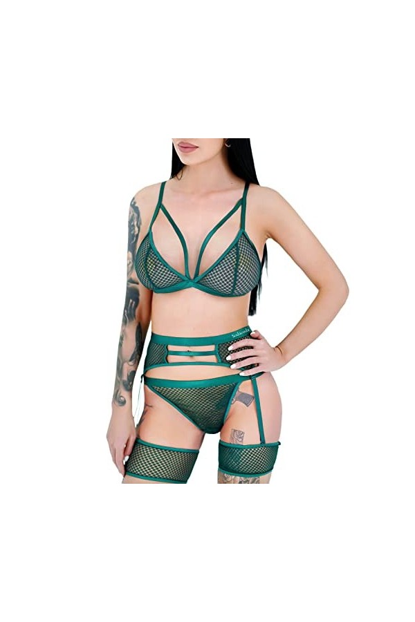 Sodacoda Ensemble de Lingerie Extravagante pour Femme au Design Séduisant Rouge M 
