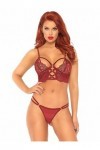 Leg Avenue 81577 Bralette en Dentelle/String Bourgogne Taille S/M EUR 38-40