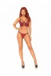 Leg Avenue 81577 Bralette en Dentelle/String Bourgogne Taille S/M EUR 38-40
