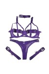 EnTyze Femmes 4 pièces Lingerie Sexy Dentelle Body Chemise de Nuit Femmes Lingerie Sexy Color : Purple, Size : S 