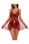 Sykooria Femmes Ensemble de Lingerie Erothique Sexy Dentelle Ensemble sous-Vêtement Nuisette String Femme V Col Sensuelle 2 p