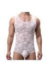SDGTMYJSY Homme Suspensoir Jockstrap String Lingerie Sexy pour Hommes Voir À Travers Le Body Skinny Dentelle Transparente Mot