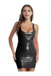 GRRKDFQ Tenue Sexy Robe Moulante sans Manches À Fermeture Éclair Coupe Basse,Noir,XL