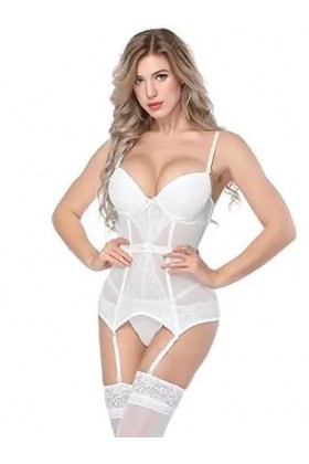 Midngiht Ensemble de sous-vêtements sexy pour femme Blanc, blanc, M