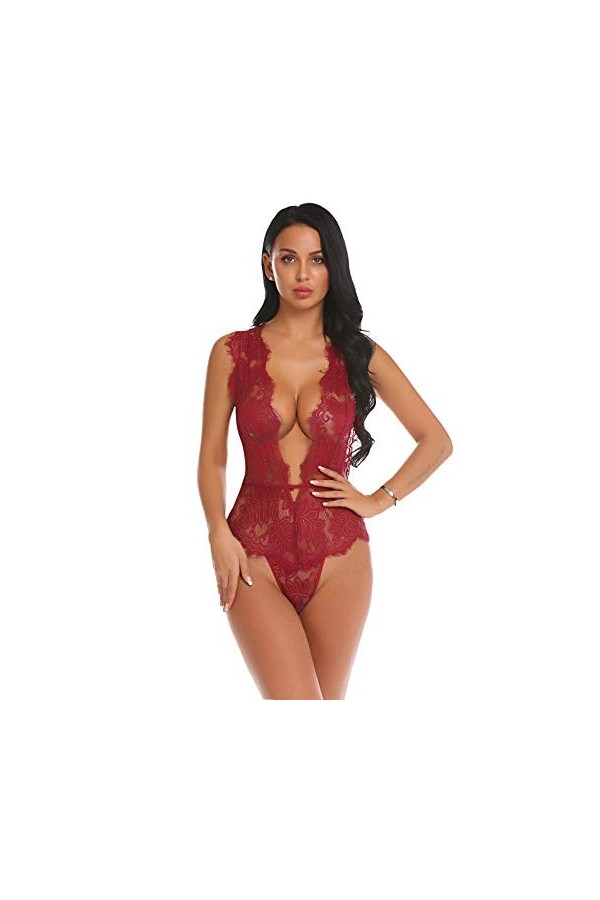 Ekouaer Ensemble de Lingerie Sexy en Dentelle pour Femme Violet S