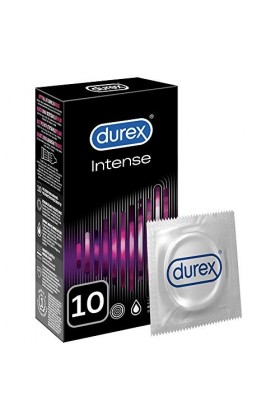Durex, Préservatifs Intense - Préservatifs nervurés et nubbés avec gel de stimulation pour une satisfaction féminine intense 