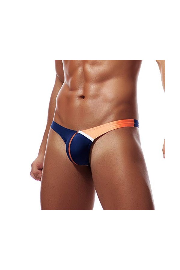 Lot de 4 Homme String Slip Tangas sous-vêtement Élastique Lingerie G-String Bikini Respirant Briefs Thong T-Back M