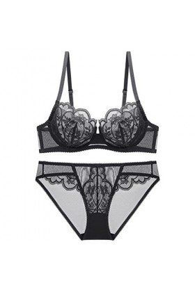WEITING Ensemble de soutien-gorge en dentelle ultra fine 2023 - Lingerie sexy en maille transparente - Sous-vêtements pour fe