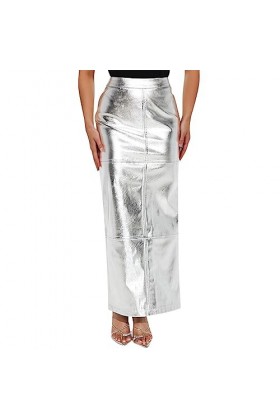 Jupe longue pour femme - Mini jupe effet mouillé - En cuir verni - Mini jupe moulante - En latex - Courte - Pour fête - Gogo 