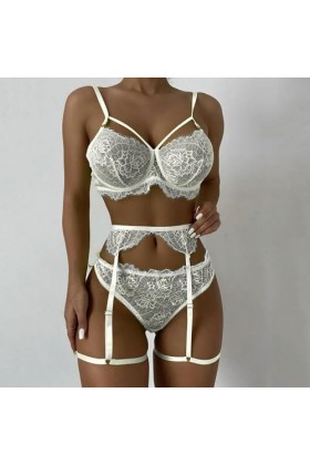 Ensemble de sous-vêtements sensuels pour femmes avec porte-jarretelles, A-BLACK, XL