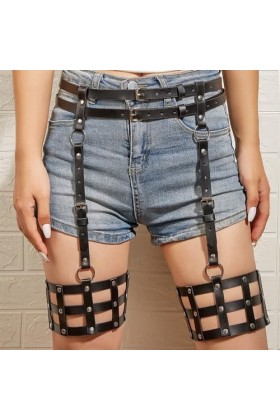 Mengsiy Ceinture de Bondage en cuir noir pour femmes, Lingerie Sexy, Costume Punk, accessoires pour le corps, jeu de rôle