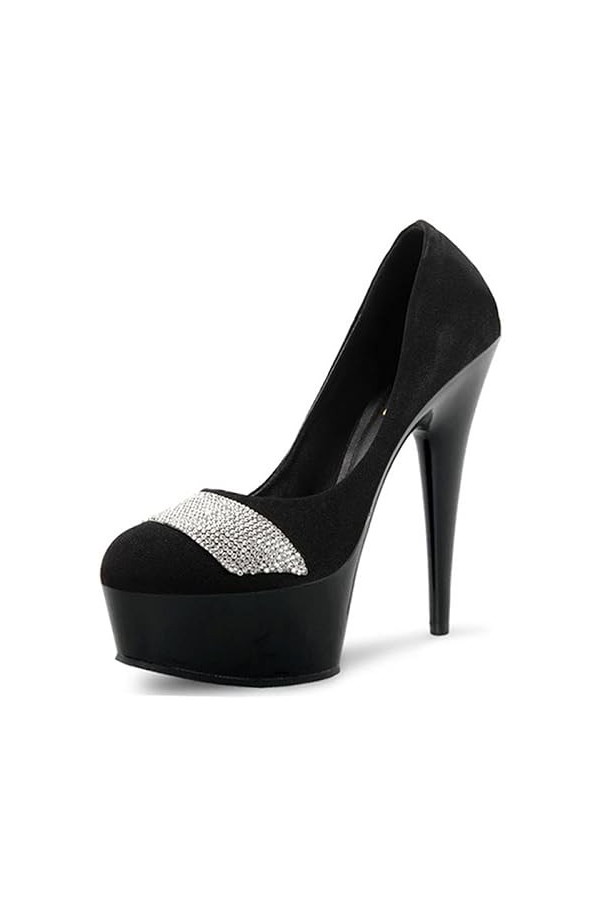 PROMI Talon Aiguille Talons Hauts Talons Aiguilles De 15 Cm-Black||36