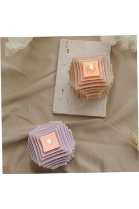 Mobestech 1Pc 3D Carré Bougie Irrégulière Bougie Ornements Résine Coulée Décoration Pour La Maison Bougie Parfumée Accessoire