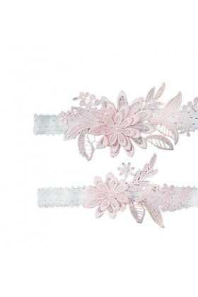 Lot de 5 jarretelles en dentelle pour mariée Rose 40-60 cm