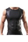 Veste pour homme aspect verni - Coupe ajustée - Latex brillant - Haut sexy - Cuir verni - Maille avec col montant - Hippie Di