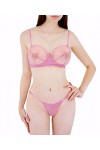 Sodacoda Ensemble de Lingerie Sexy pour Femme - Soutien-Gorge Ouvert Délicat et Mini String Ludique Rouge L 