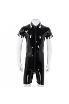 WEITING Combinaison Catsuit en Cuir Sexy à Entrejambe Ouvert pour Hommes de Grande Taille pour Le Sexe Gaine de Façonnage Éro
