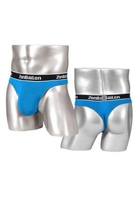 ZUOLAIYIN String sexy en bambou pour homme avec dos en T pour homme - Grande poche - Bleu rouge gris vert - M L XL XXL, Bleu 