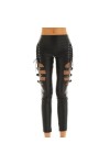 Ensemble Sexy Femme Érotique Pantalon À Lacets sur Les Cuisses avec Épissure en Maille, Noir, XL