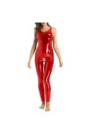 Duohropke Body Ouvert pour femme - En latex - En cuir verni - Manches longues - Pantalon chaud - Lingerie sexy - Clubwear, ro