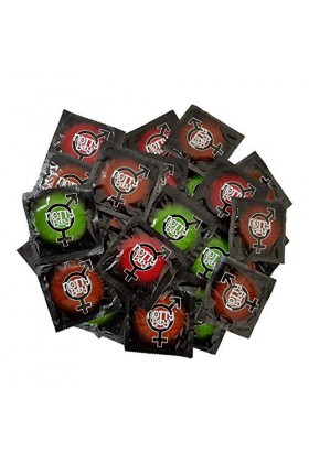 Lot de 100 préservatifs lubrifiés assortis NottyBoy - Fraise, Chocolat, Pomme Verte.