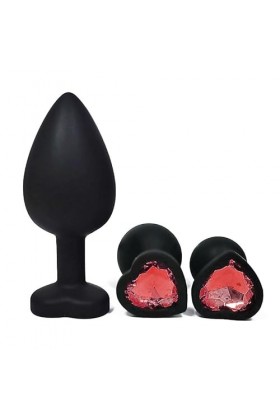 MelBiz 3pcs Silicone Anâl Bûtt Decorative Red Heart Gems