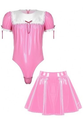 Jowowha Homme Déguisement Servante Érotique Wetlook Body Dentelle Costume Soubrette Robe de Nuit Pyjamas Plaisir Halloween Ca