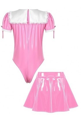 Jowowha Homme Déguisement Servante Érotique Wetlook Body Dentelle Costume Soubrette Robe de Nuit Pyjamas Plaisir Halloween Ca