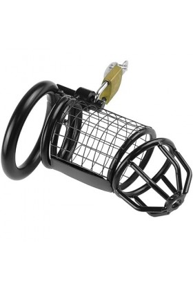 Cǎge De Pênîen Pour Homme Noir Ⓒäge De Ⓒhästeté De Cônførtťǎble Hoṁme Caĝe Pour Hómme Silicone Petit Métal Pour Homme Ańneau 