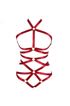 MAMOHSS Ensemble de harnais élastique pour femme - Ensemble de lingerie avec harnais et porte-jarretelles - Style punk, gothi