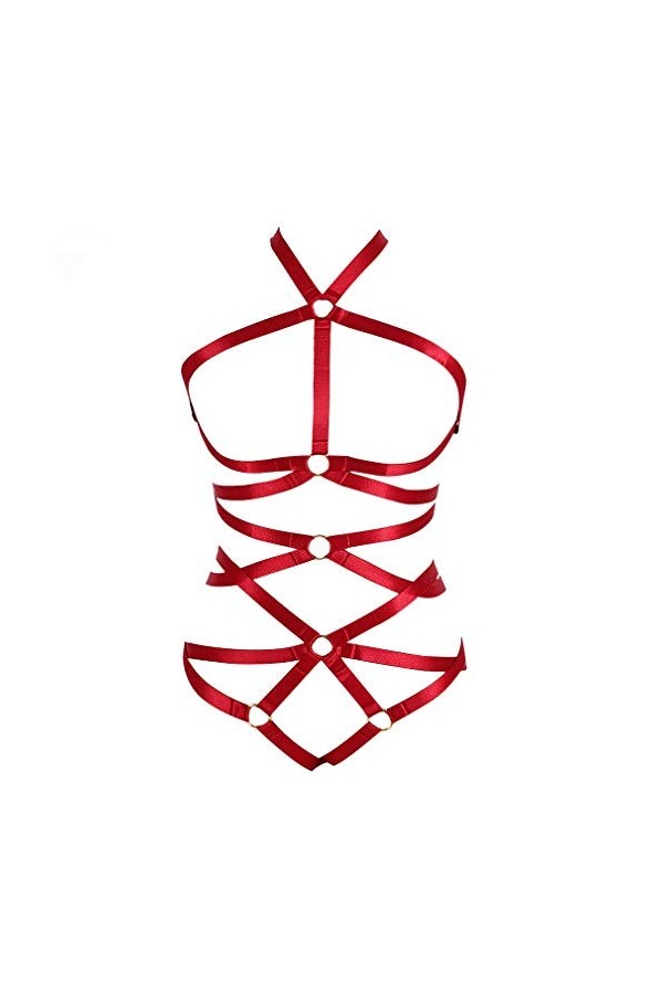 MAMOHSS Ensemble de harnais élastique pour femme - Ensemble de lingerie avec harnais et porte-jarretelles - Style punk, gothi