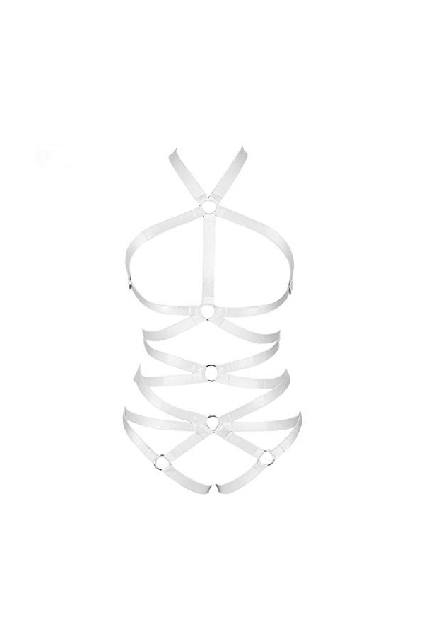 MAMOHSS Ensemble de harnais élastique pour femme - Ensemble de lingerie avec harnais et porte-jarretelles - Style punk, gothi