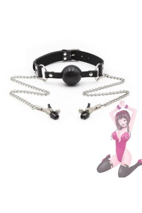 Erlove Collier Ajustable, Cravate en Cuir, Jouet en Silicone avec Pince de Massage. Le Noir .